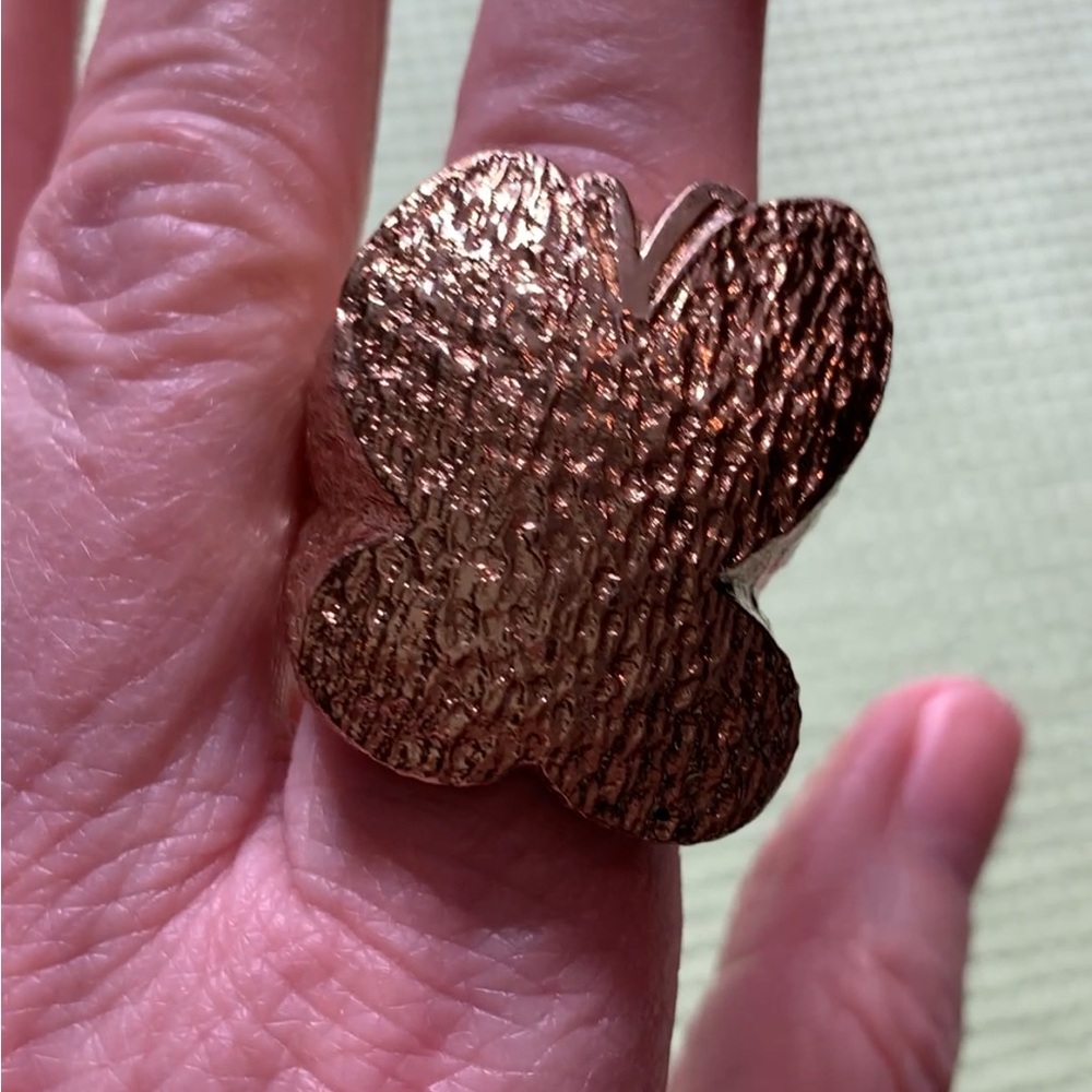 Elegant Gold Textured Butterfly Ring